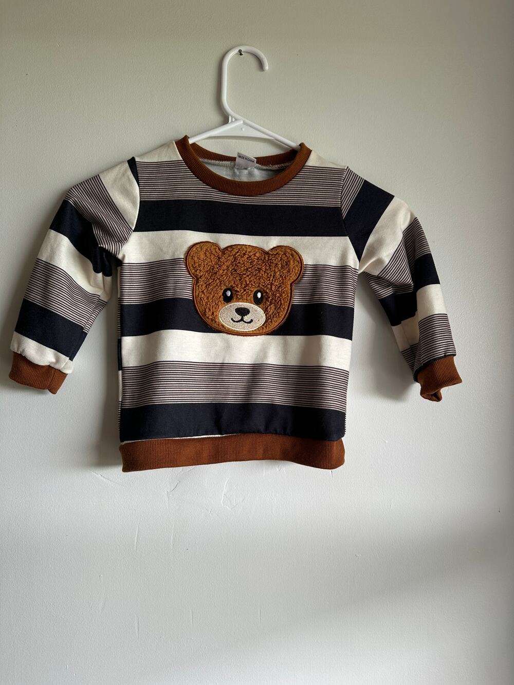 Toddler striped sweatshirt teddy bear catch pull over 18 to 24 months